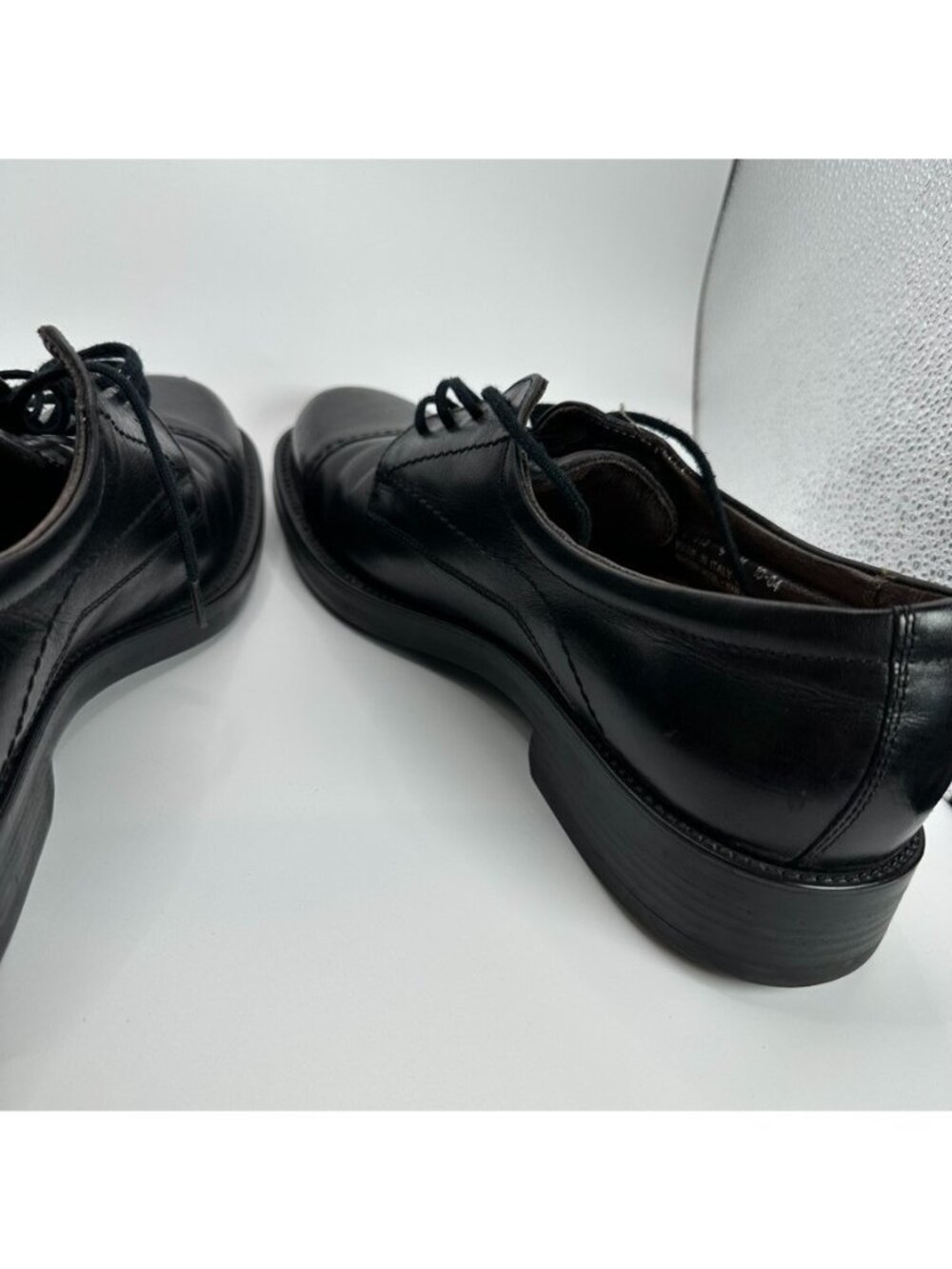 Samuel Hubbard Shoes Mens 9 M Black Cap Toe Oxford Leather Lace Up Made Italy - Picture 9 of 14